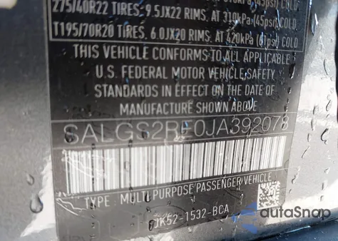 2018 Land Rover Range Rover 5.0L V8 Supercharged from USA, damaged, VIN SALGS2RE0JA392078